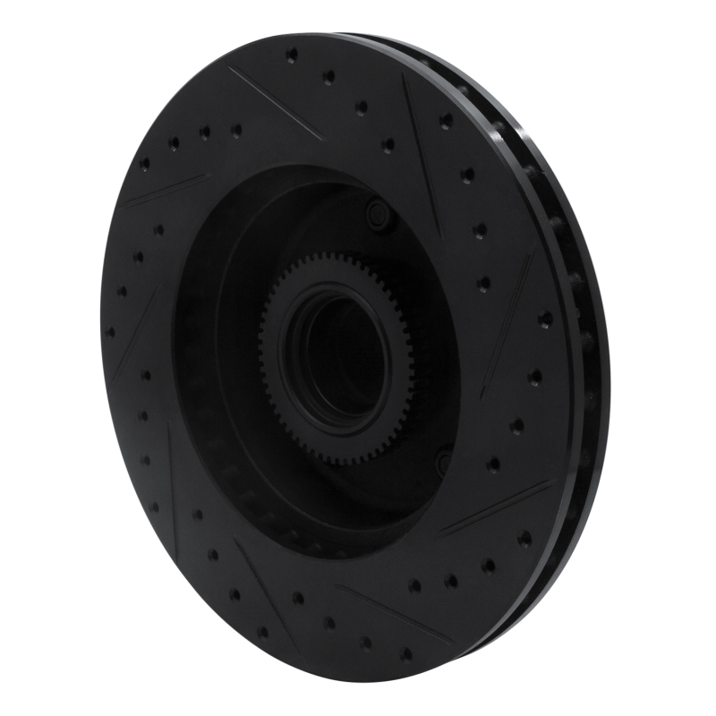 Dodge Ram 1500 Van Brake Rotor (1) - Front Left - R1 Concepts - Drilled & Slotted - Black - 2003